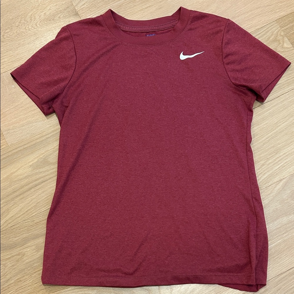 Nike Women's Burgundy Short-Sleeve Crew Tee with White Swoosh
